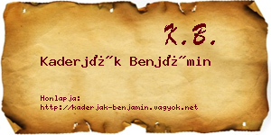 Kaderják Benjámin névjegykártya